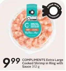 Safeway Compliments extra large cooked shrimp in ring with sauce offer