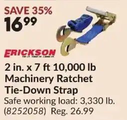 Princess Auto Erickson machinery ratchet tie-down strap offer