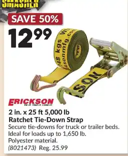Princess Auto Erickson ratchet tie-down strap offer