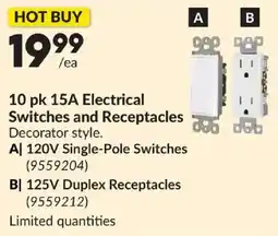Princess Auto 10 pk 15A Electrical Switches and Receptacles offer