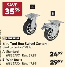 Princess Auto Powerfist 6 in. Tool Box Swivel Casters offer
