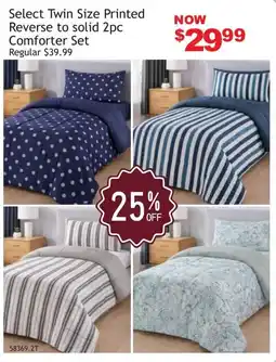 Beddington's Select Twin Size Printed Reverse to solid 2pc Comforter Set offer