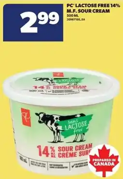 Real Canadian Superstore PC lactose free 14% m.f. sour cream offer