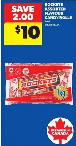 Real Canadian Superstore Rockets assorted flavour candy rolls offer