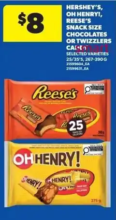 Real Canadian Superstore Hershey's, Oh Henry!, Reese's snack size chocolates or twizzlers offer