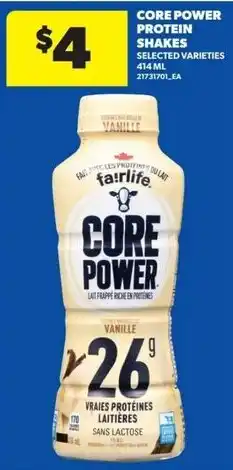 Real Canadian Superstore Farlife core power protein shakes offer