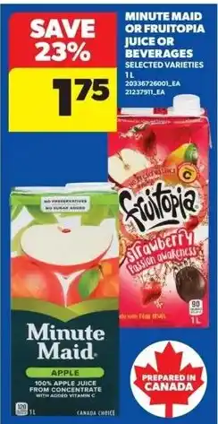 Real Canadian Superstore Minute Maid or Fruitopia juice or beverages offer