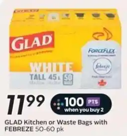 Safeway Glad kitchen or waste bags with febreze offer