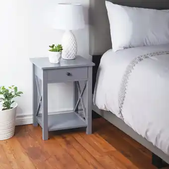 Giant Tiger HomeStyles Bedside Table with Convenient Drawer, Grey offer