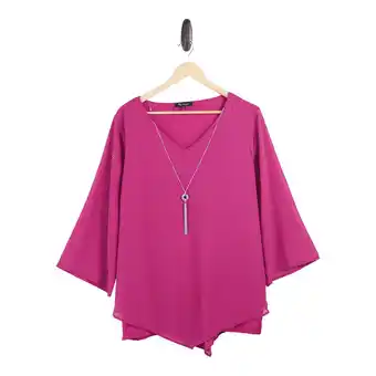 Giant Tiger lily morgan Women's Plus 3/4 Length Sleeve Blouse with Necklace offer