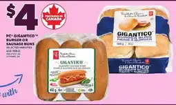 Loblaws PC Gigantico burger or sausage buns offer