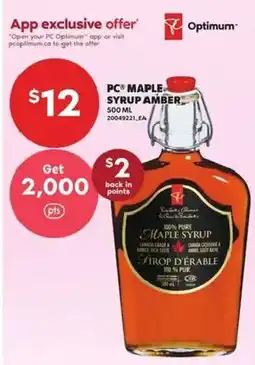 Loblaws PC maple syrup amber offer