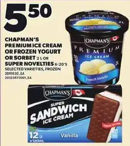 Loblaws Chapman's premium ice cream or frozen yogurt or sorbet offer