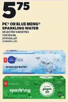 Loblaws PC or Blue Menu sparkling water offer