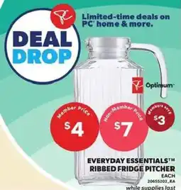 Loblaws Optimum everyday essentials ribbed fridge pitcher offer
