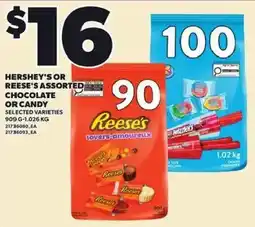 Loblaws Hershey's or reese's assorted chocolate or candy offer