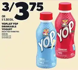 Loblaws Yoplait Yop drinkable yogurt offer