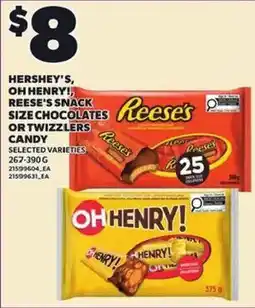 Loblaws Hershey's, oh henry!, reese's snack size chocolates or twizzlers candy offer