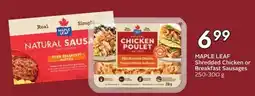 Sobeys Maple Leaf shredded chicken or breakfast sausages offer