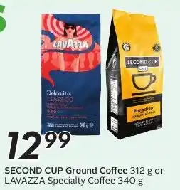 Sobeys Second Cup Ground Coffee or Lavazza Specialty Coffee offer