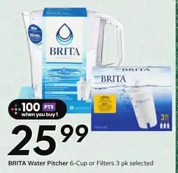 Sobeys Brita water pitcher 6-cup or filters 3 pk selected offer