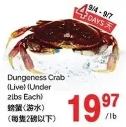 T&T Supermarket Dungeness Crab offer