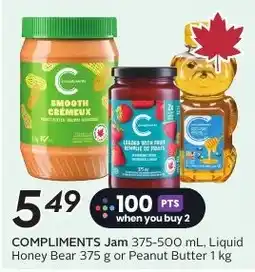 Sobeys Jam 375-500 mL, Liquid Honey Bear 375 g or Peanut Butter 1 kg offer