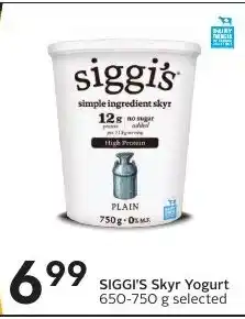 Sobeys Siggis Skyr Yogurt offer