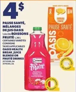 Provigo Oasis health break juice blends or fruit drinks offer
