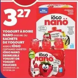Provigo iogo nano drinkable yogurt or yogurt pouches offer