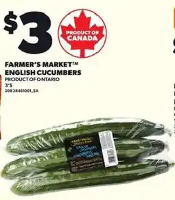 Loblaws Farmer's Market english cucumbers offer