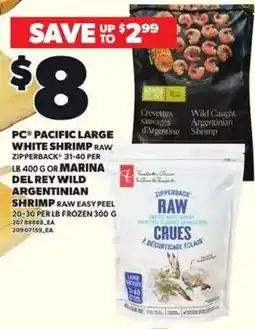 Loblaws PC Pacific large white shrimp raw offer