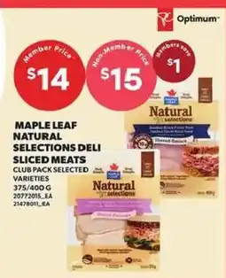 Loblaws Maple Leaf natural selections sliced meats offer