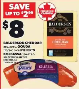 Loblaws Balderson cheddar gouda kolbassa offer