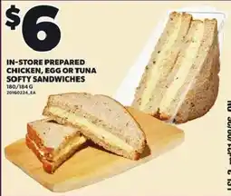 Loblaws In-store prepared chicken, egg or tuna softy sandwiches offer