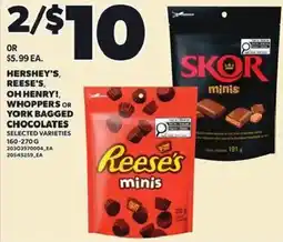 Loblaws Hershey's, Reese's, Oh Henry!, Whoppers or York bagged chocolates offer