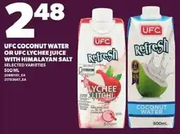 Loblaws Ufc coconut water or ufc lychee juice with himalayan salt offer