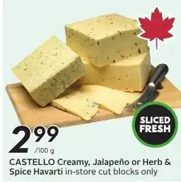 Sobeys Castello Creamy, Jalapeño or Herb & Spice Havarti offer