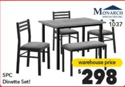 Surplus Furniture Grey & Black 5-Piece Dinette with Bench offer