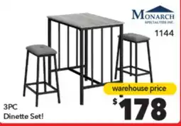 Surplus Furniture Grey & Black Metal 3-Piece Counter Height Dinette Set offer