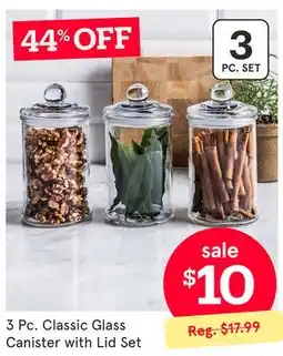 Kitchen Stuff Plus 3 Pc. Classic Glass Canister with Lid Set offer