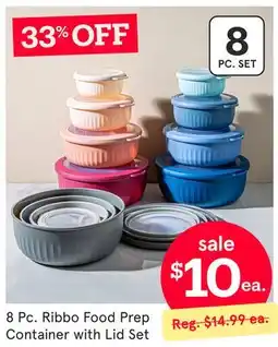 Kitchen Stuff Plus 8 Pc. Ribbo Food Prep Container with Lid Set offer