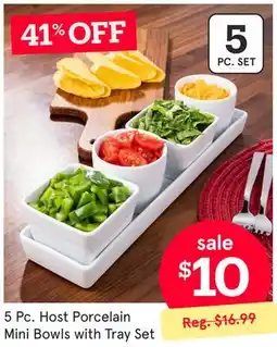 Kitchen Stuff Plus 5 Pc. Host Porcelain Mini Bowls with Tray Set offer