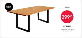 Meubles RD Compas - Rectangular Solid Wood Dining Table 67 offer