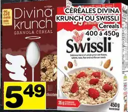 Supermarché PA CÉRÉALES DIVINA KRUNCH OU SWISSLI | Cereals offer