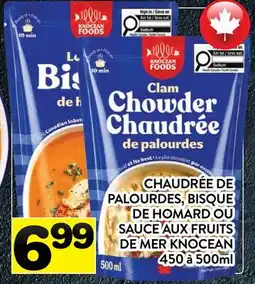 Supermarché PA CHAUDRÉE DE PALOURDES, BISQUE DE HOMARD OU SAUCE AUX FRUITS DE MER KNOCEAN offer
