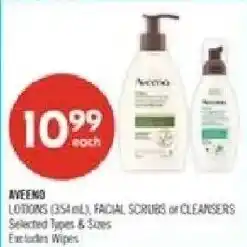 Shoppers Drug Mart Aveeno lotions facial scrubs or cleansers offer