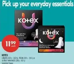 Shoppers Drug Mart Kotex liners teen ultra thin pads offer