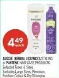 Shoppers Drug Mart Aussie Herbal Essences Styling or Pantene Hair Care Products offer