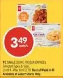 Shoppers Drug Mart PC single serve frozen entrées offer